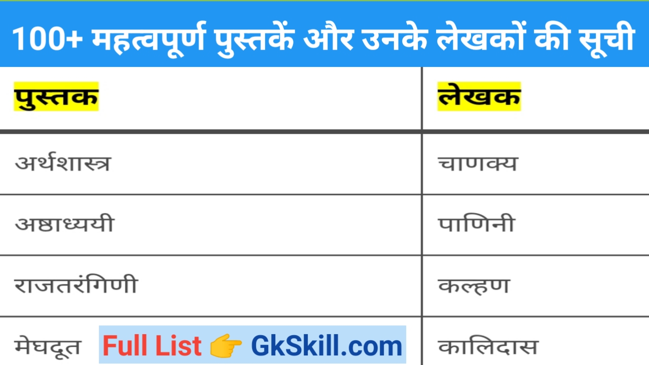  Indian Famous Books And Writers In Hindi Gk Skill