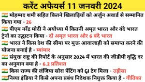 Read more about the article 11 January Current Affairs in Hindi |11 जनवरी 2024