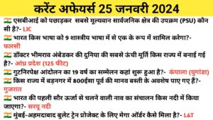 Read more about the article 25 जनवरी 2024 करेंट अफेयर्स| 25 January 2024 in Hindi