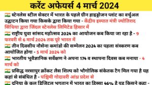 Read more about the article 4 March 2024 Current Affairs | करेंट अफेयर्स 4 मार्च