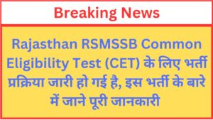 Read more about the article Rajasthan RSMSSB Common Eligibility Test CET 10+2 Senior Secondary Level 2024