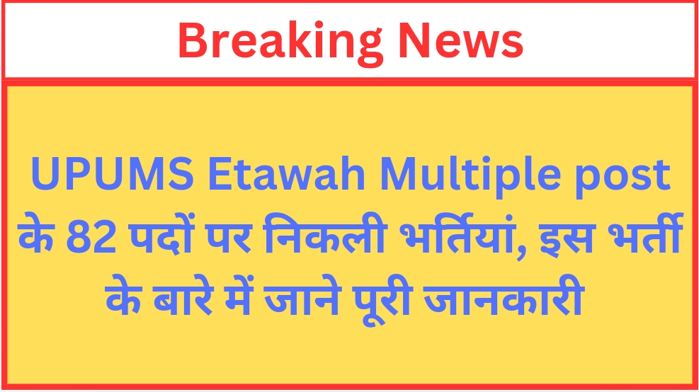 Read more about the article UPUMS Etawah Multiple Posts Recruitment 2024 Apply Online for 82 Post